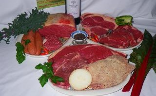 An array of Bonnibelt Belted Galloway beef